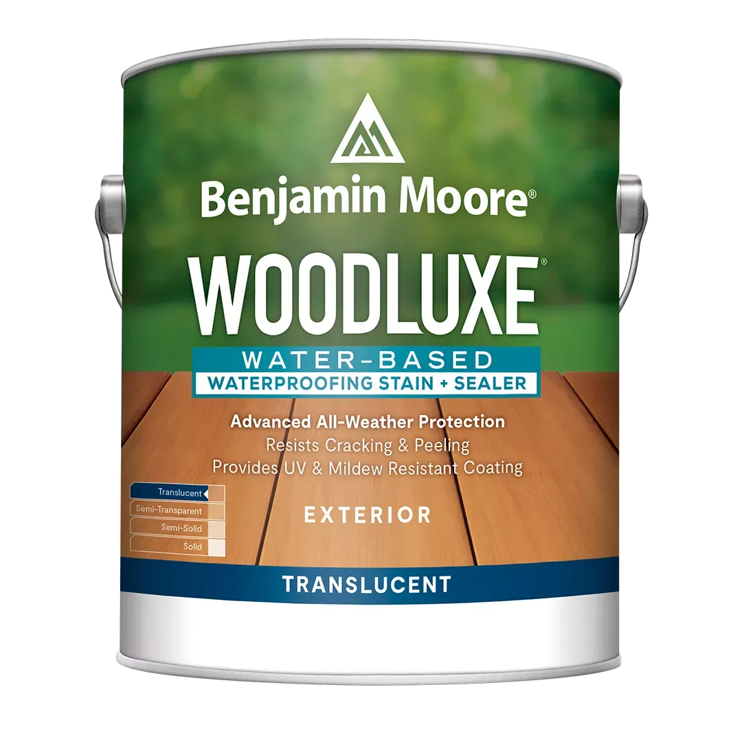 BREWSTER PAINT & DECORATING CENTER An innovative line of water-based exterior stains, Woodluxe sets your staining projects up for success. Wood's full grain shows through. Easy to apply and recoat. Advanced all-weather protection. Available in 7 ready-mix colors.boom